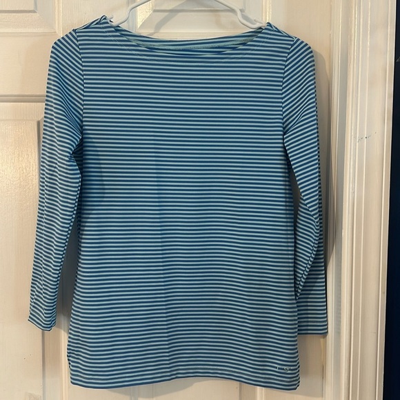 New Vineyard Vines Blue Striped Polyester & Spandex Long Sleeve Pullover XXS - Picture 2 of 8